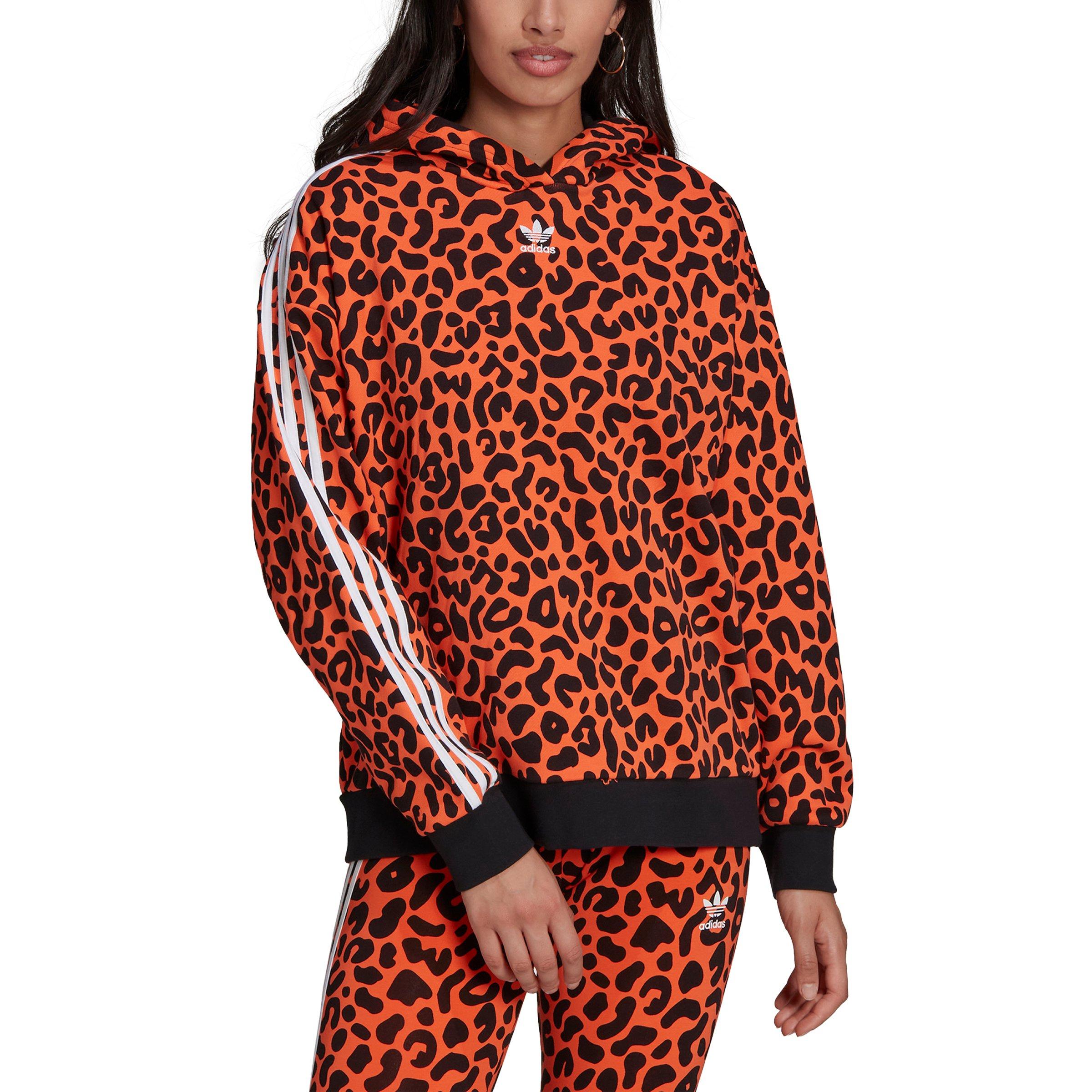 Adidas originals all over outlet print leopard overhead hoodie